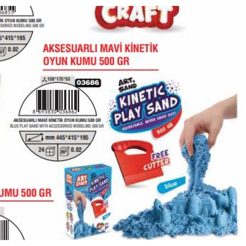 AKSESUARLI MAVİ KİNETİK  OYUN KUMU 500 GR